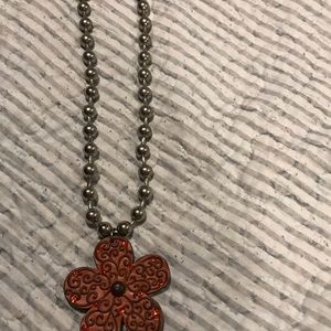 Big Coral/Orange flower necklace